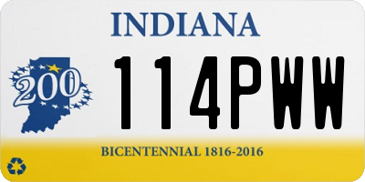 IN license plate 114PWW