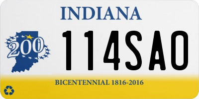 IN license plate 114SAO
