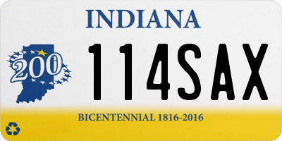 IN license plate 114SAX
