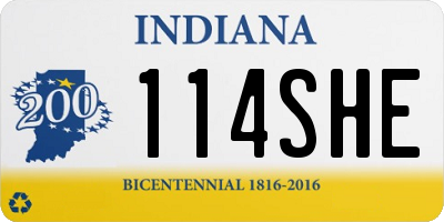 IN license plate 114SHE