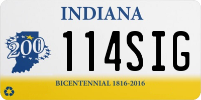 IN license plate 114SIG
