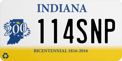 IN license plate 114SNP
