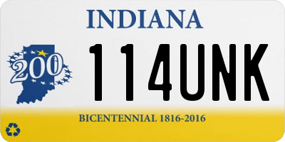 IN license plate 114UNK