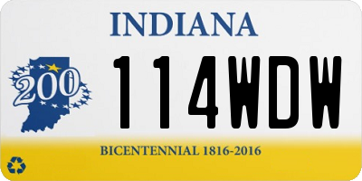 IN license plate 114WDW
