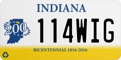 IN license plate 114WIG