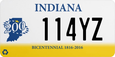 IN license plate 114YZ
