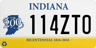 IN license plate 114ZTO