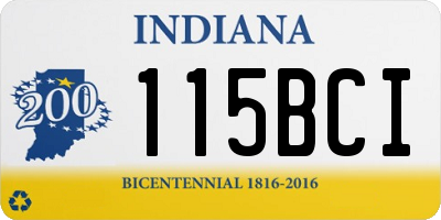 IN license plate 115BCI