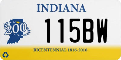 IN license plate 115BW