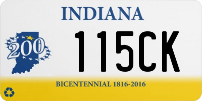 IN license plate 115CK