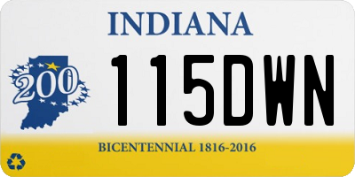 IN license plate 115DWN