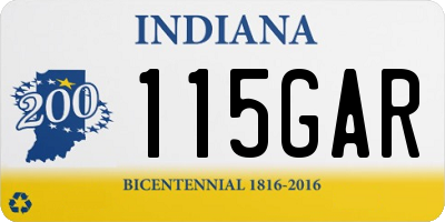 IN license plate 115GAR