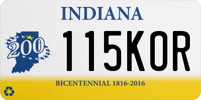 IN license plate 115KOR