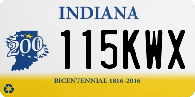 IN license plate 115KWX