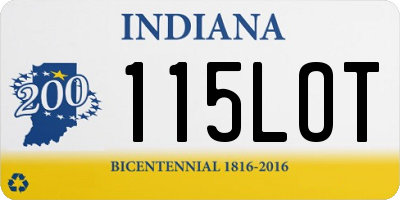 IN license plate 115LOT