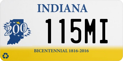 IN license plate 115MI