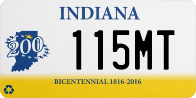 IN license plate 115MT