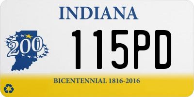IN license plate 115PD