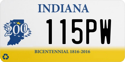 IN license plate 115PW