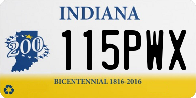 IN license plate 115PWX