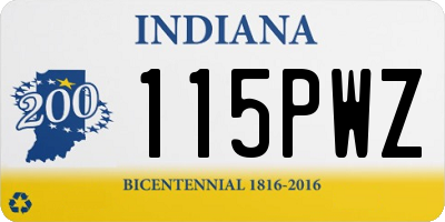 IN license plate 115PWZ