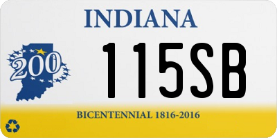 IN license plate 115SB