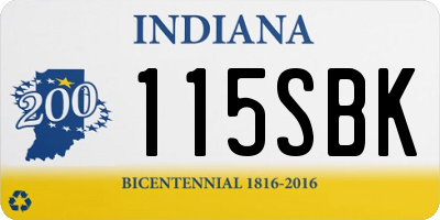 IN license plate 115SBK