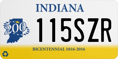 IN license plate 115SZR