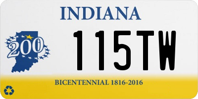 IN license plate 115TW