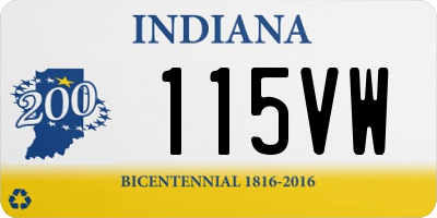 IN license plate 115VW