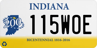 IN license plate 115WOE