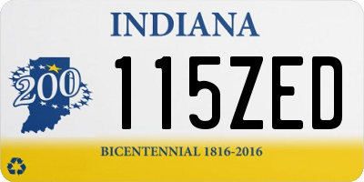 IN license plate 115ZED