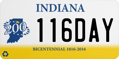 IN license plate 116DAY
