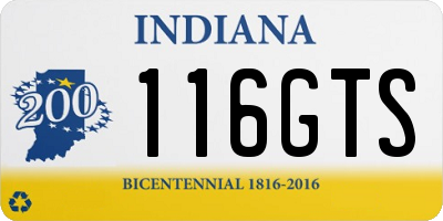 IN license plate 116GTS