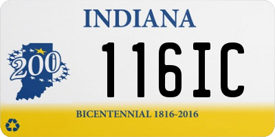 IN license plate 116IC