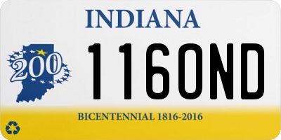 IN license plate 116OND