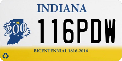 IN license plate 116PDW