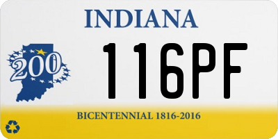 IN license plate 116PF