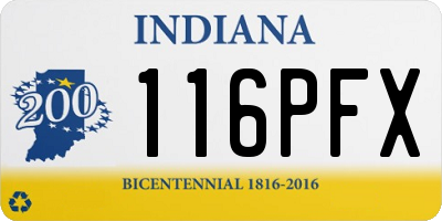 IN license plate 116PFX