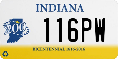 IN license plate 116PW