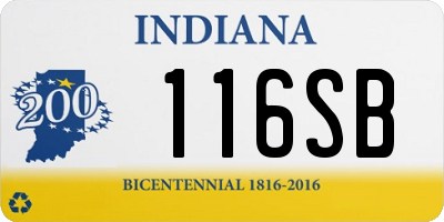 IN license plate 116SB