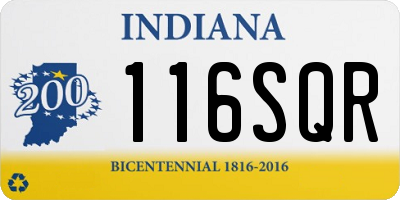 IN license plate 116SQR