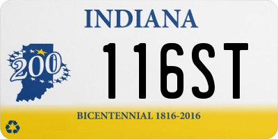 IN license plate 116ST