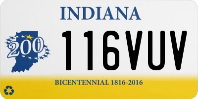 IN license plate 116VUV