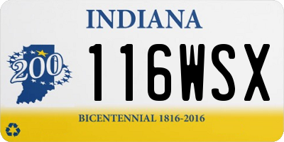 IN license plate 116WSX