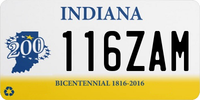 IN license plate 116ZAM