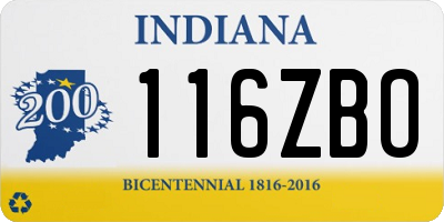 IN license plate 116ZBO