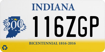 IN license plate 116ZGP