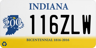 IN license plate 116ZLW