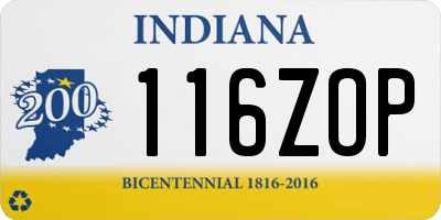 IN license plate 116ZOP